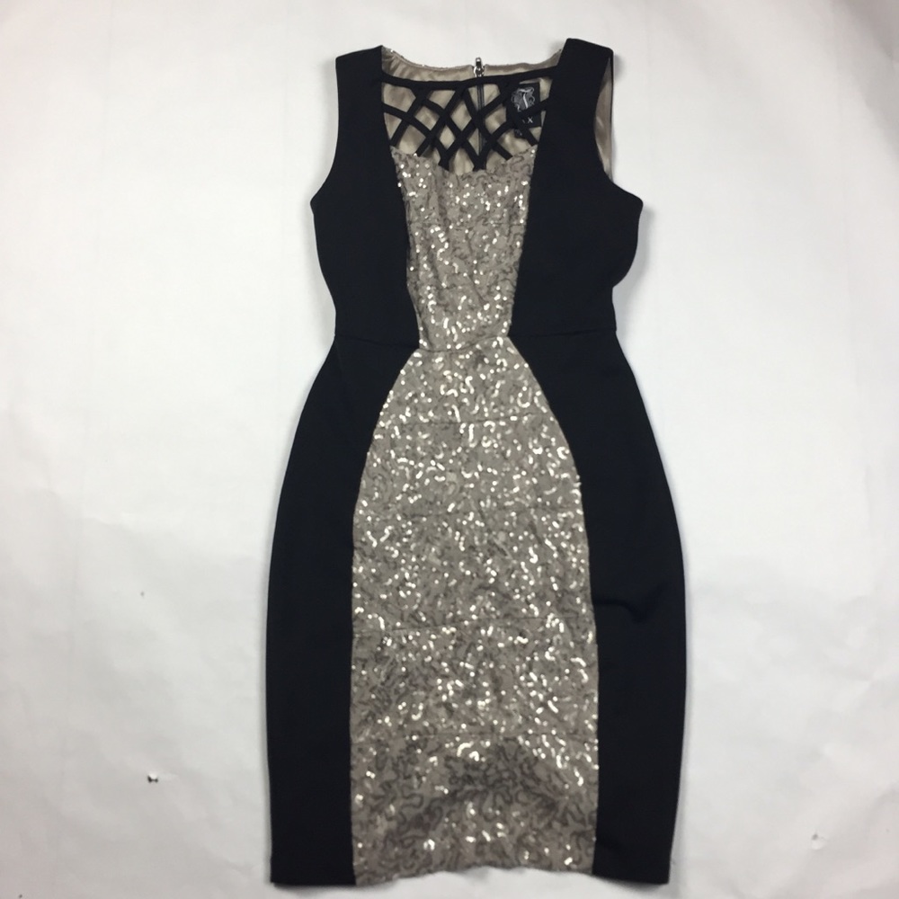 JAX Neoprene Sequin Panel Sleeveless Dress